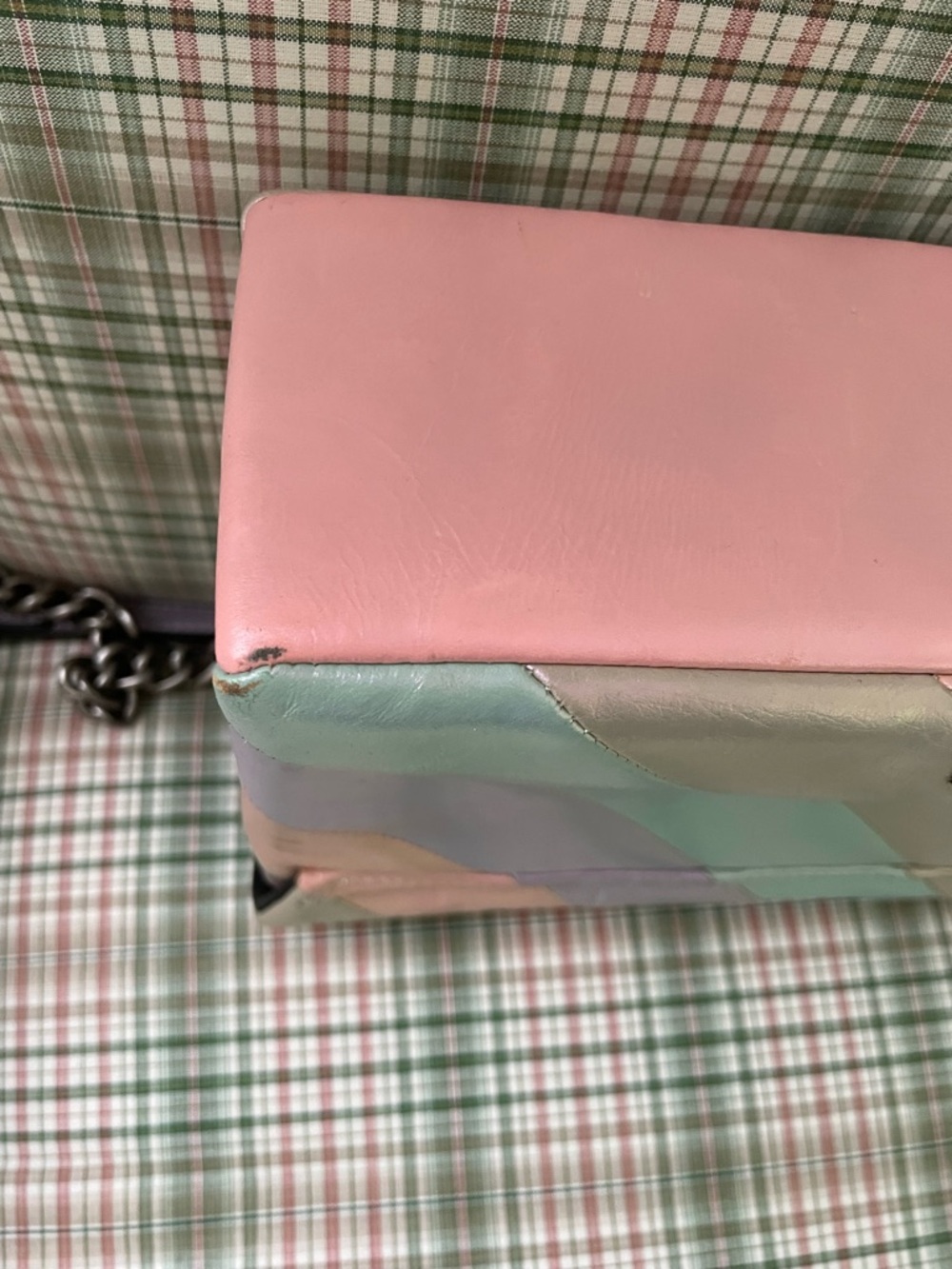 Kurt Geiger London Kensington Iridescent Pastel Stripe Leather Shoulder Bag - Picture 8 of 15